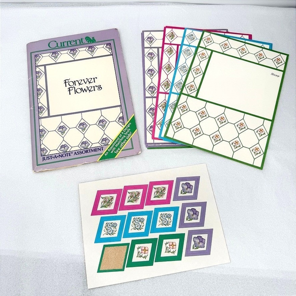 Current Forever Flowers Just-A-Note Assortment Floral Stationery Vintage SET
